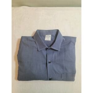 Brooks Brothers 100% Cotton Shirt Mens Large Blue Check Long Sleeve Business